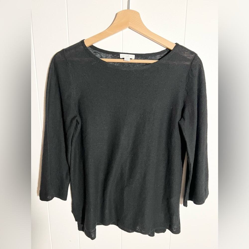J Jill linen blend black sweater loose breezy knit
